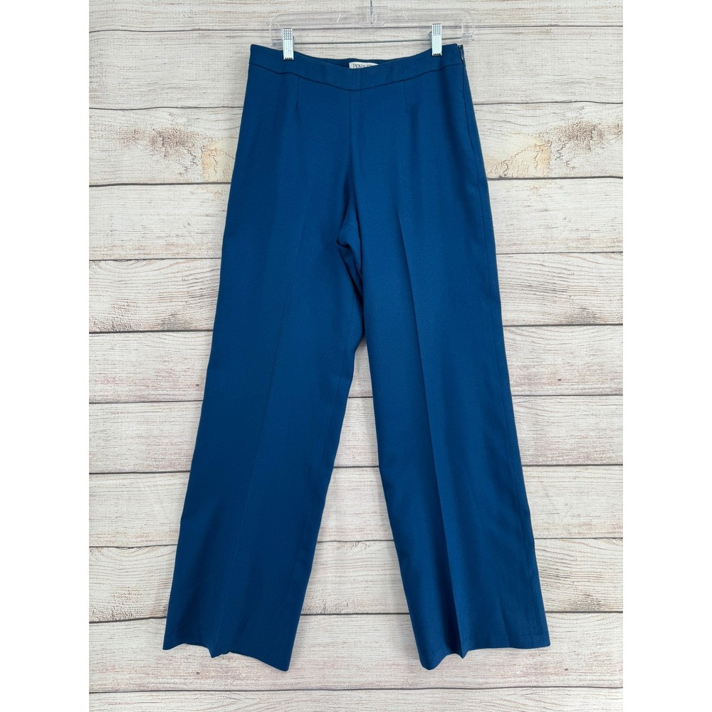Vintage Pendleton Dress Pants Women 6 Blue Virgin Wool Straight Leg High Rise